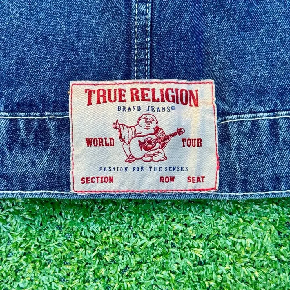 True Religion Brand World Tour Jesse SN Trucker Button Jacket Medium Abyss Wash